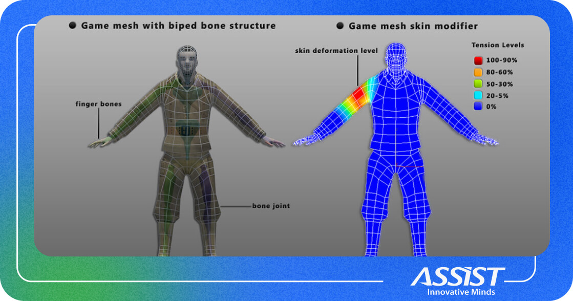 Biped bone and skin modifier