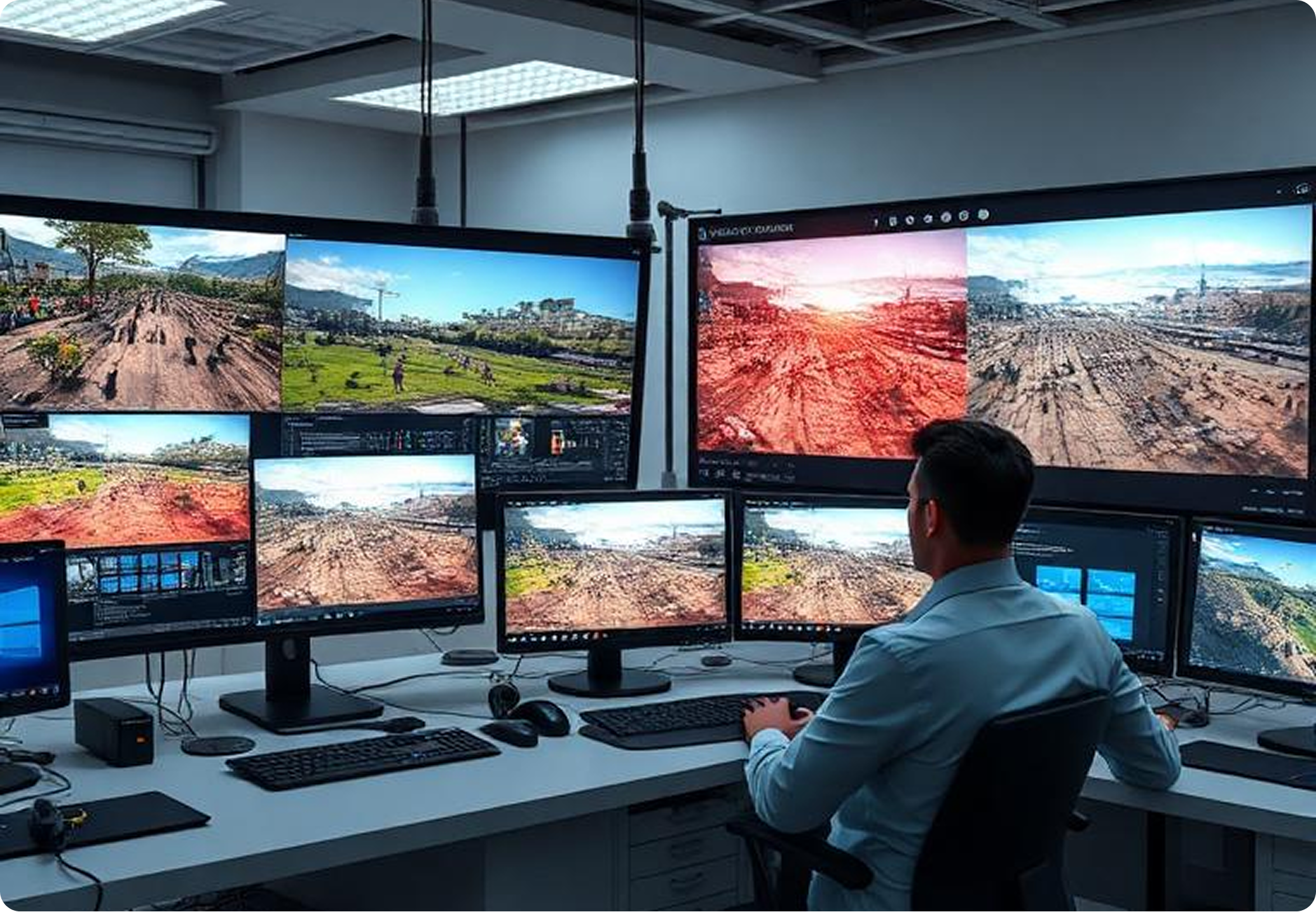 Multiple monitors showing VisioSynthASSISTant tool