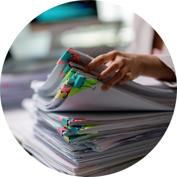 office worker selecting a document