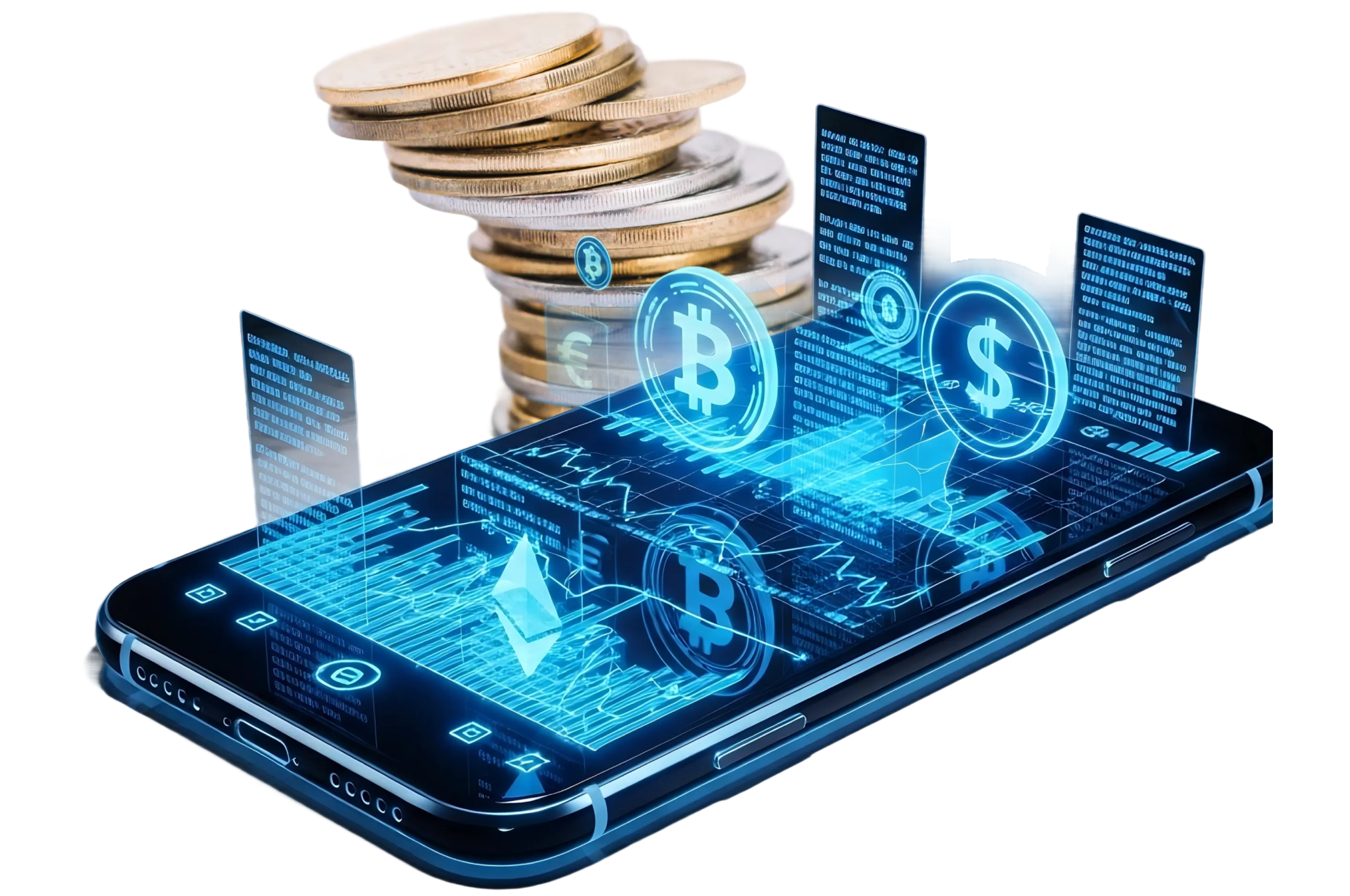 Abstract image of a fintech app on a mobile device