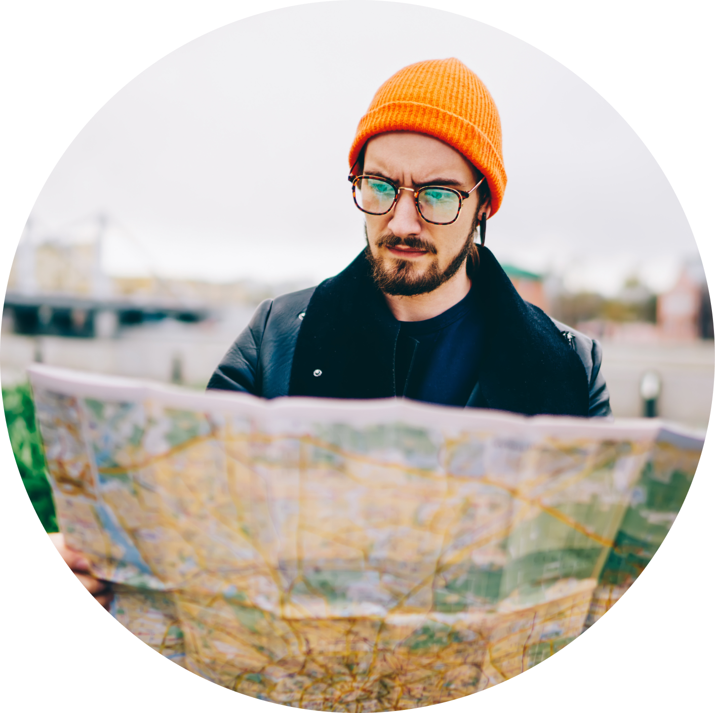 Person looking on a map