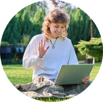 Teen girl using laptop