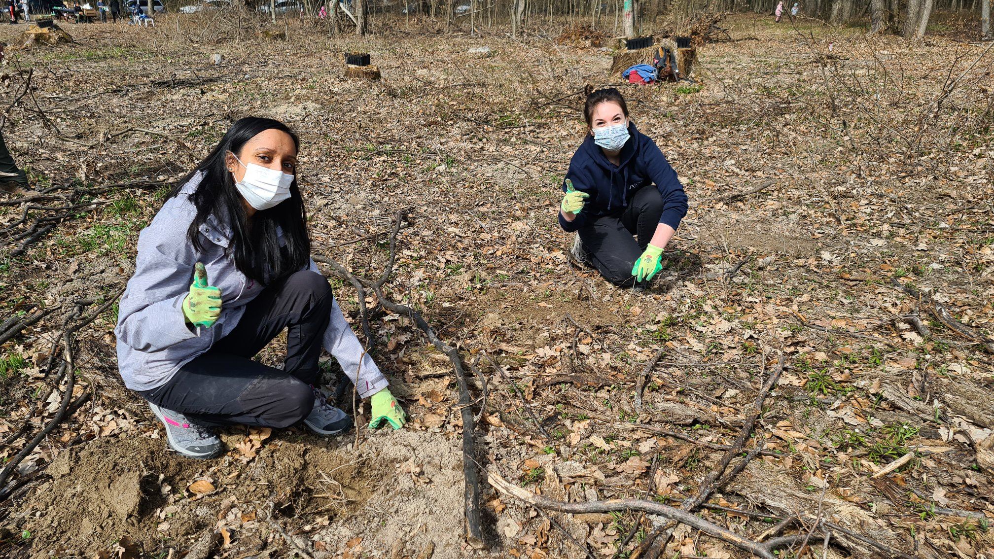The girls in our team planting trees