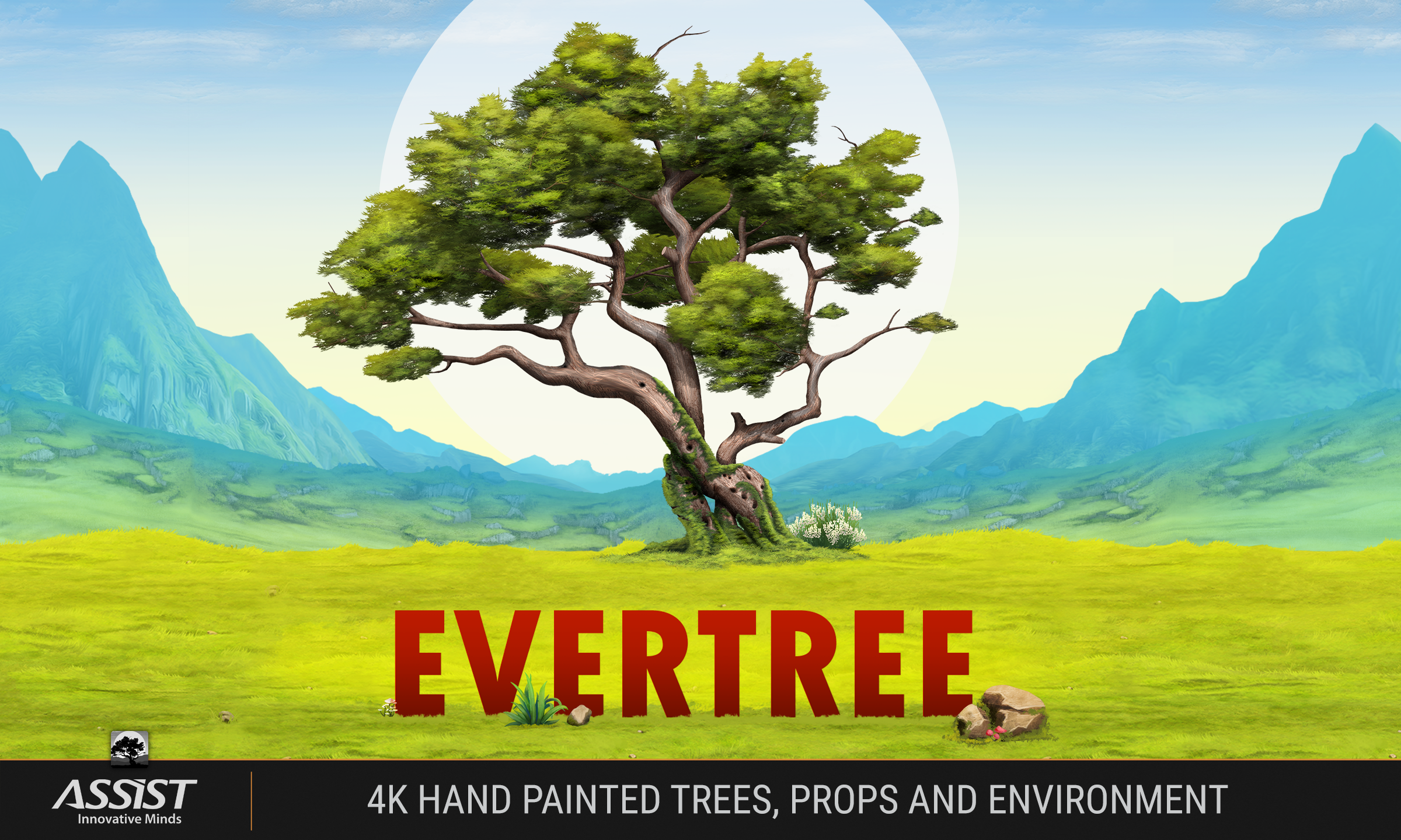 4k hand painted trees props and environment