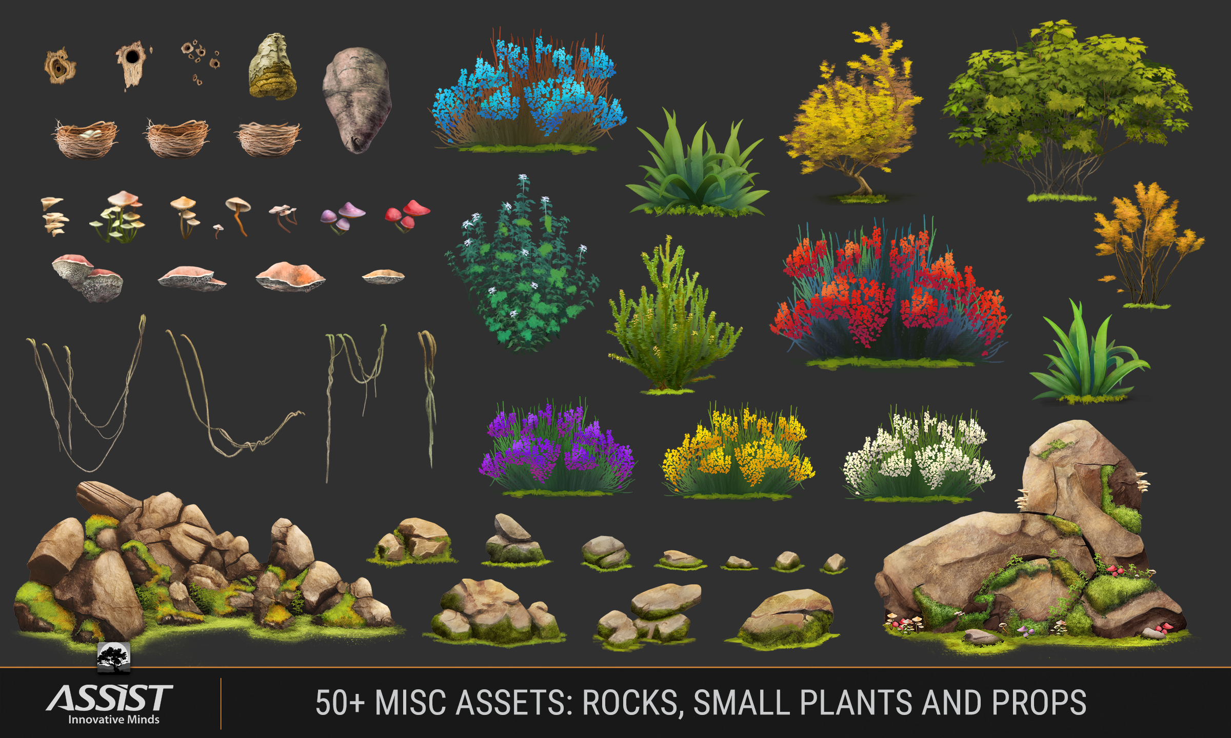 50 misc assets plants rocks and props 