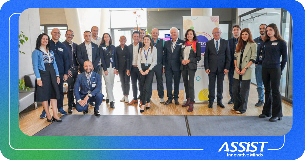 Business people standing in a room