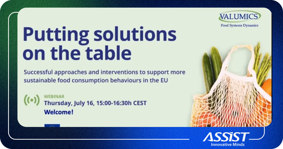 VALUMICS H2020 Project Webinar on sustainable food consumption - promo image