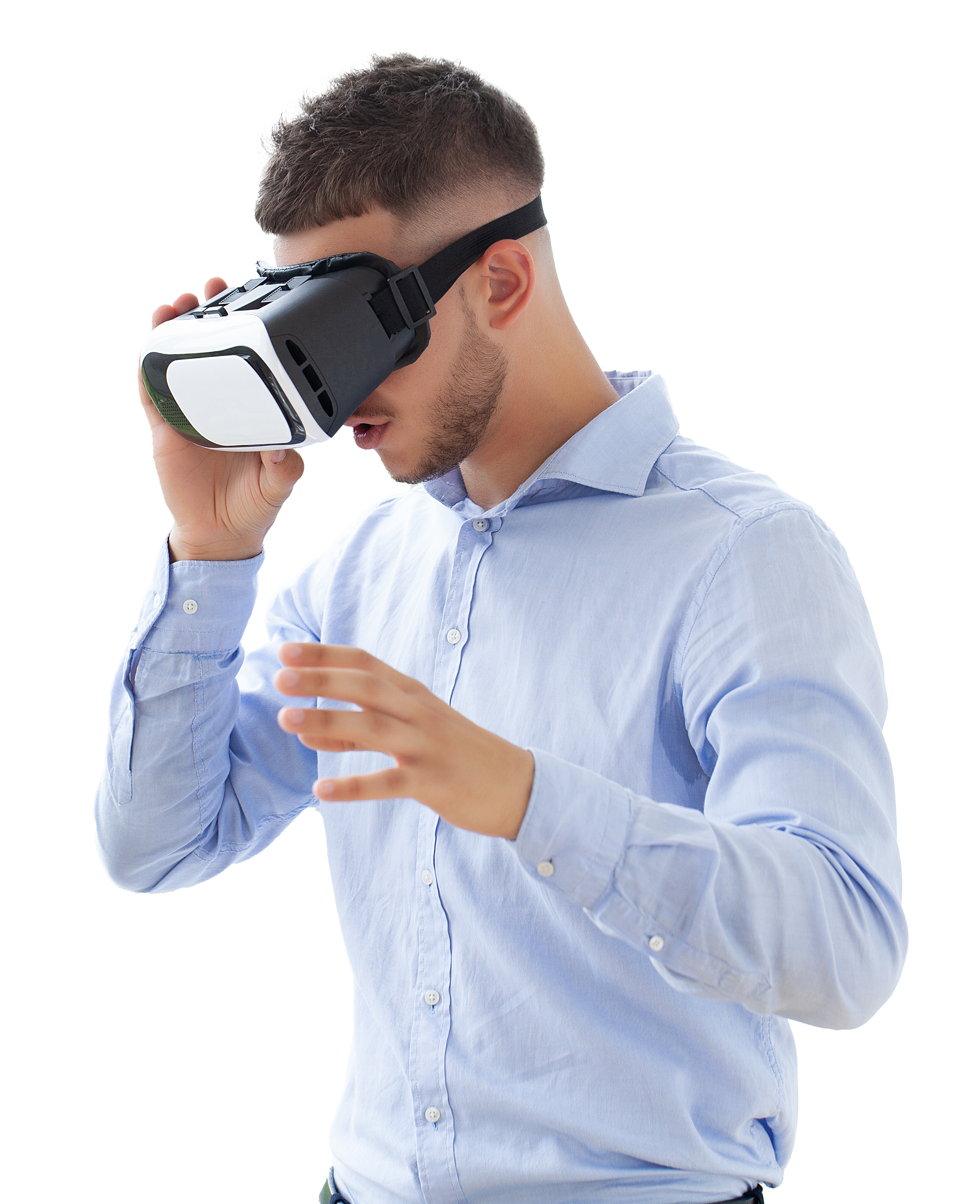 Young man wearing a VR headset