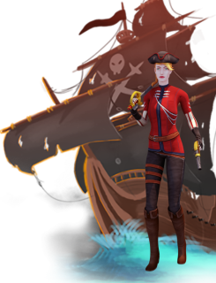 Pirate ship and pirate character